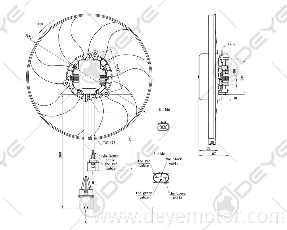 1K0959455P FR 1K0959455EA BC auto dc 12v radiator fans for A3 VW TOURAN SKODA OCTAVIA SEAT ALTEA